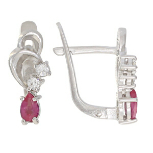 Серьги из серебра с рубином 3987012361-11 от KRASNOE, металл Серебро, вставка Рубин