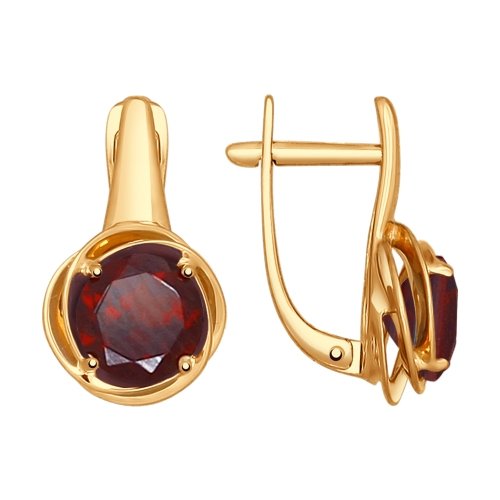 Серьги из золота с гранатом 724626 от KRASNOE, металл Золото, вставка Гранат