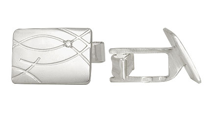 Запонки из серебра с фианитами