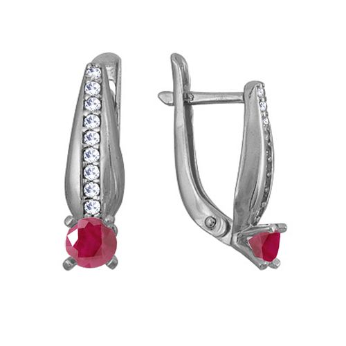 Серьги из серебра с рубинами и фианитами 3987012923Л-10 от KRASNOE, металл Серебро, вставка Рубин