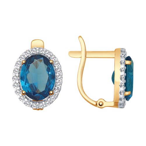 Серьги из золота с топаз лондоном 725269 от KRASNOE, металл Золото, вставка Топаз Лондон