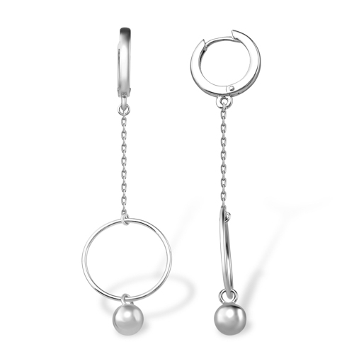 Серьги из серебра без вставок 1200018949 от KRASNOE, металл Серебро, вставка Без вставок