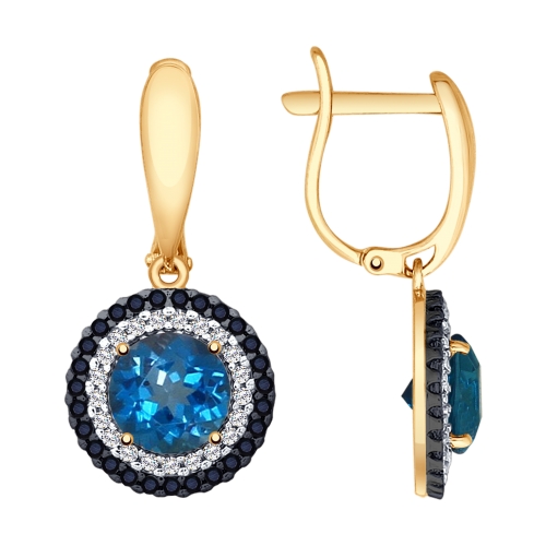 Серьги из золота с топаз лондоном 725279 от KRASNOE, металл Золото, вставка Топаз Лондон