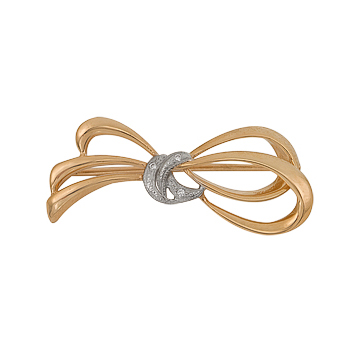 Брошь из золота с фианитами