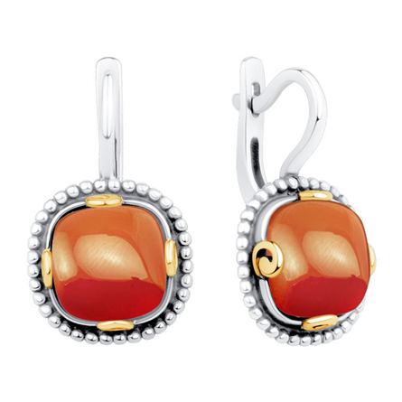 Серьги из серебра с сердоликами из коллекции Уральские самоцветы