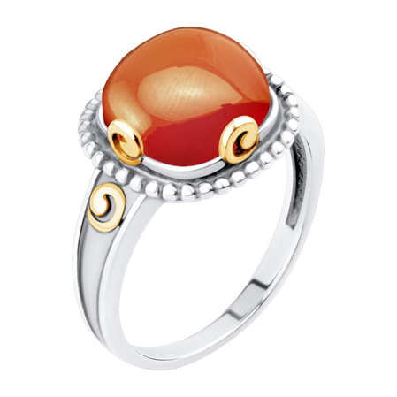Кольцо из серебра с сердоликом из коллекции Уральские самоцветы