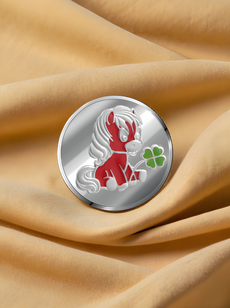 Серебряная монета с эмалью с изображением. Лошадь - символ 2026 года. (Арт. 9362409071)-1.jpg