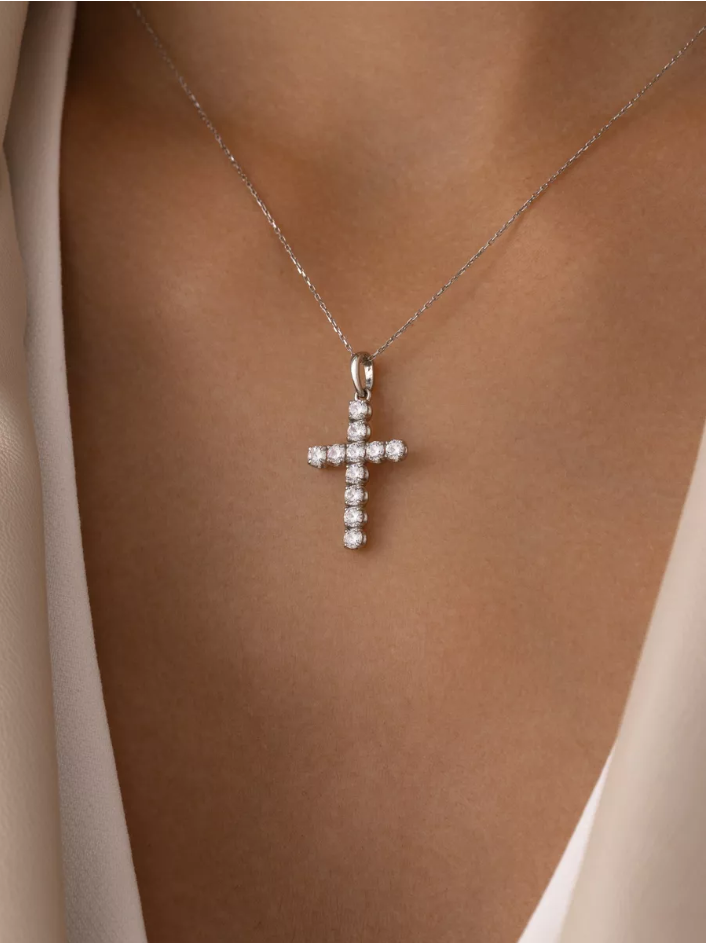 Подвеска крестик из серебра с фианитом-2.png