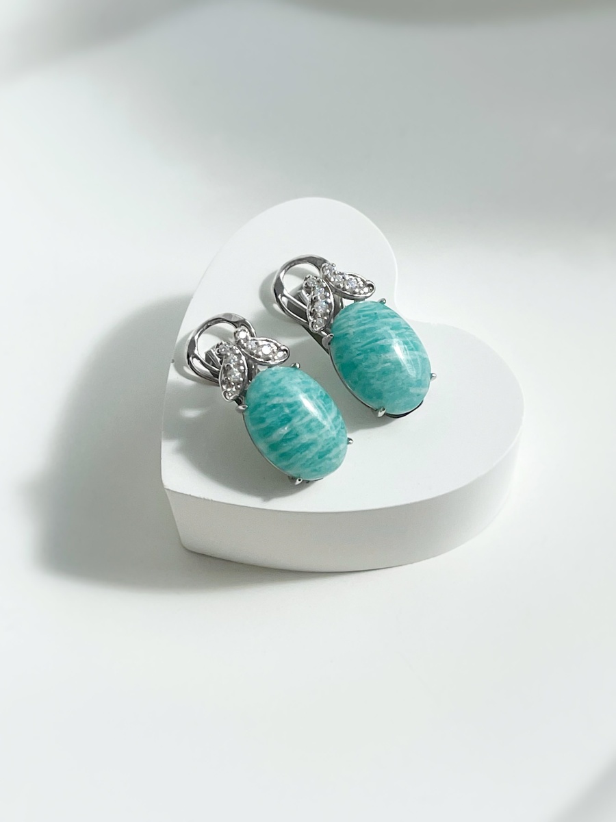 Серьги из серебра с амазонитами и фианитами (Арт. 2340375099л)-2.jpg