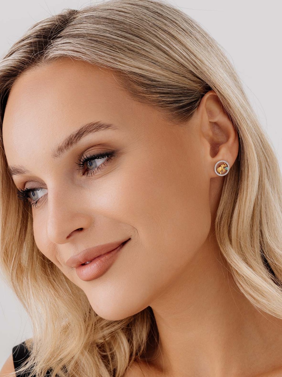 Пусеты из серебра с изумрудами и фианитами (Арт. 2350011940л)-2.jpg