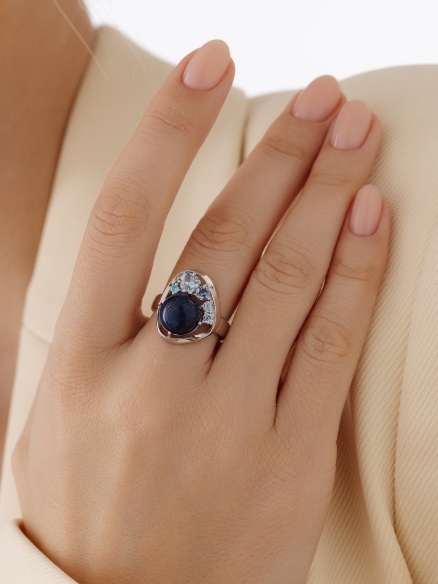 Кольцо из серебра с лазуритом, ситаллами и фианитами (Арт. 1340471170-70)-5.jpg