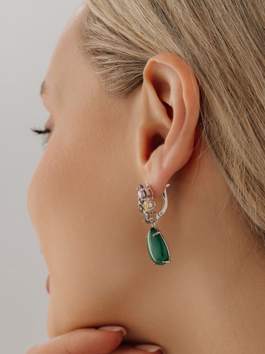 Серьги из серебра с малахитами и фианитами (Арт. 2340381886-31)-4.jpg