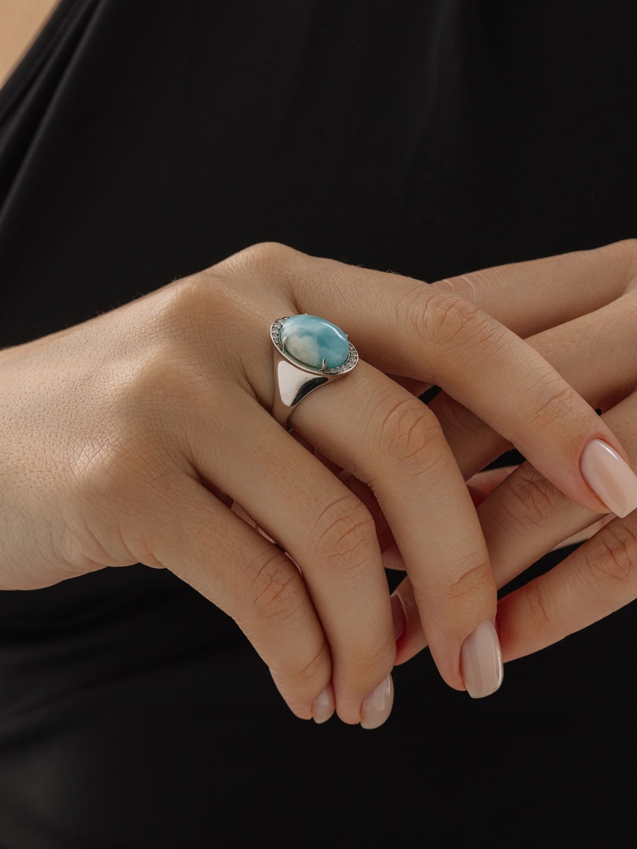 Кольцо из серебра с ларимаром и фианитами (Арт. 1340Л11968л)-1.jpg