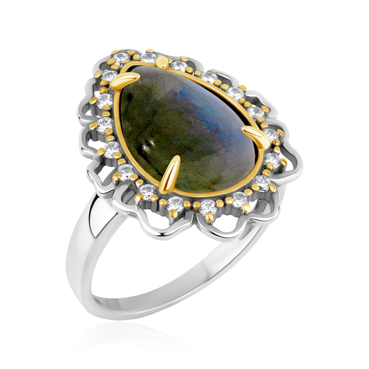 Кольцо из серебра с лабрадоритом и фианитами (Арт. 1317Л05325л).jpg