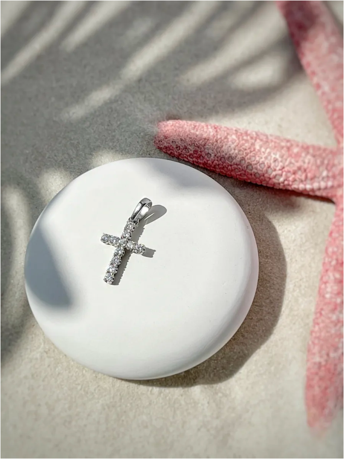 Подвеска крестик из серебра с фианитом-4.png