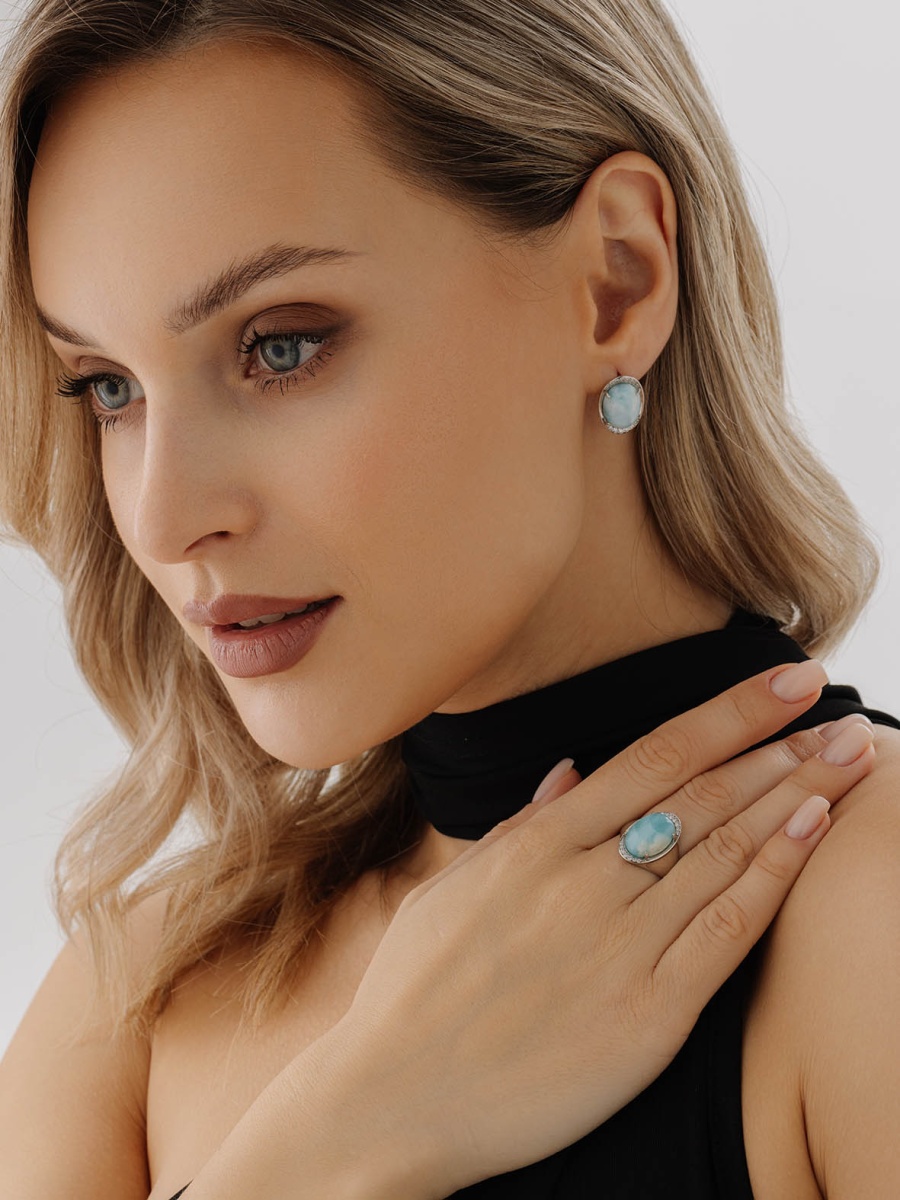 Кольцо из серебра с ларимаром и фианитами (Арт. 1340Л11968л)-2.jpg