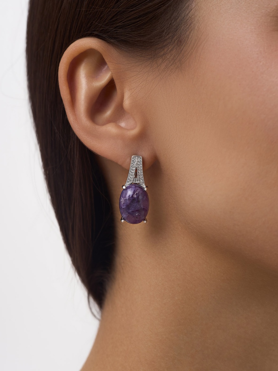 Серьги из серебра с чароитами и фианитами (Арт. 2340463537л)-1.jpg