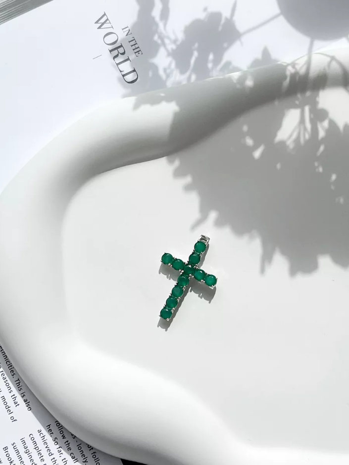 Подвеска крестик из серебра с агатом-3.png