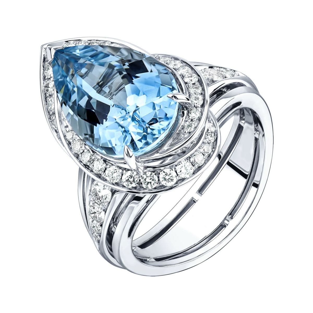 Лучшие украшения России, кольцо от KRASNOE с аквамаринами и бриллиантами