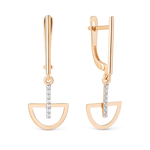 Серьги из золота с фианитом 500092-1102 от KRASNOE, металл Золото, вставка Фианит