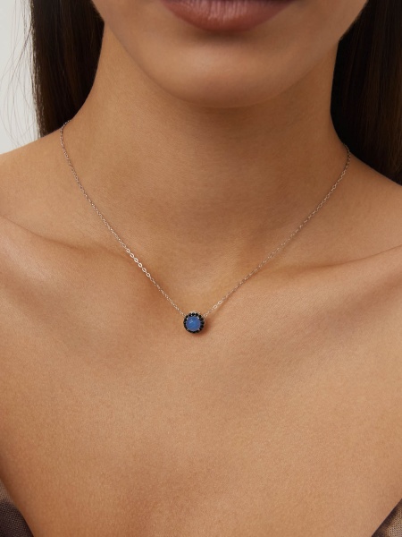 Колье из серебра с агатом 8348871874л-3-40-1-105