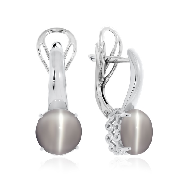 Серьги из серебра с кошачий глазами