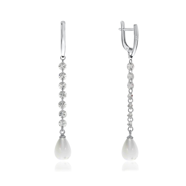 Серьги из серебра с жемчугом 2340240613-1 от KRASNOE, металл Серебро, вставка Жемчуг Имитация