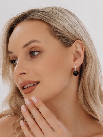 Серьги из серебра с соколиным глазом 2340СГ4318 от KRASNOE, металл Серебро, вставка 