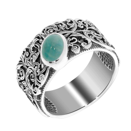 Купить кольцо из серебра с амазонитом в интернет-магазине KRASNOE