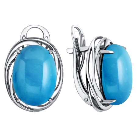 Серьги из серебра с бирюзой 2340Б25740 от KRASNOE, металл Серебро, вставка Бирюза i