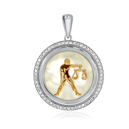 Купить подвеска из серебра с перламутром и фианитами