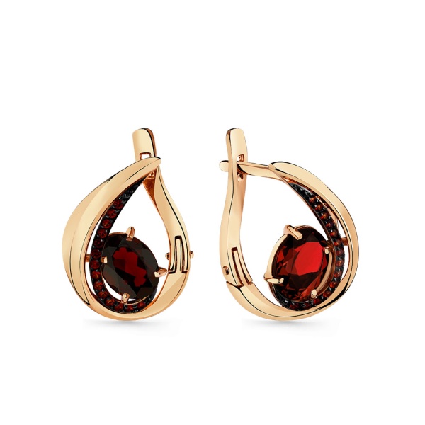 Серьги из золота 02-3-519-0303-012 от KRASNOE, металл Золото, вставка Гранат