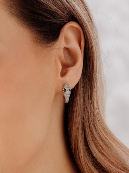 Серьги из серебра с фианитом