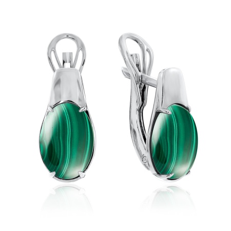 Серьги из серебра с малахитами 2340380991 от KRASNOE, металл Серебро, вставка Малахит