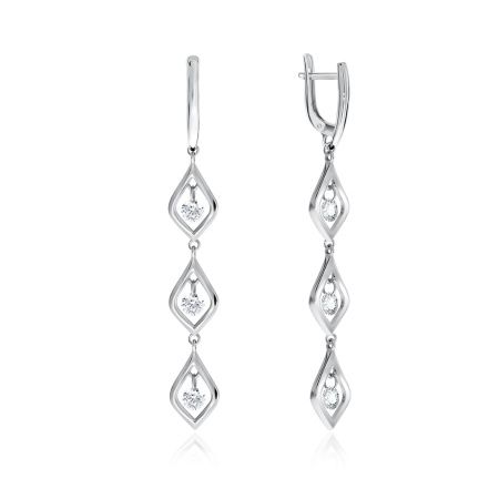 Серьги из серебра с фианитами 2340200772 от KRASNOE, металл Серебро, вставка Фианит