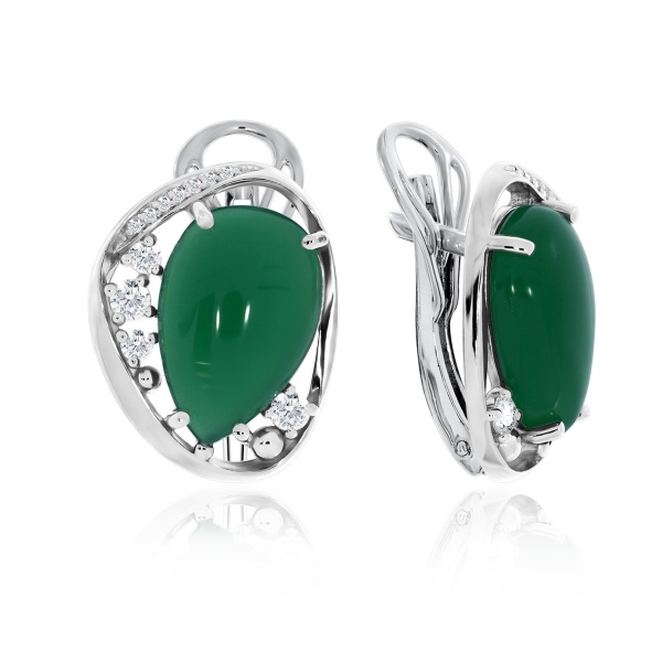 Серьги из серебра с агатом