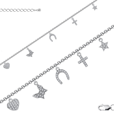 Купить браслет из серебра с фианитами