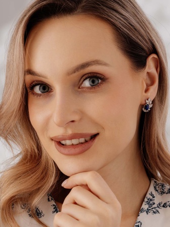 Серьги из серебра с чароитом