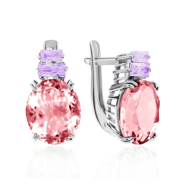 Серьги из серебра с фианитом