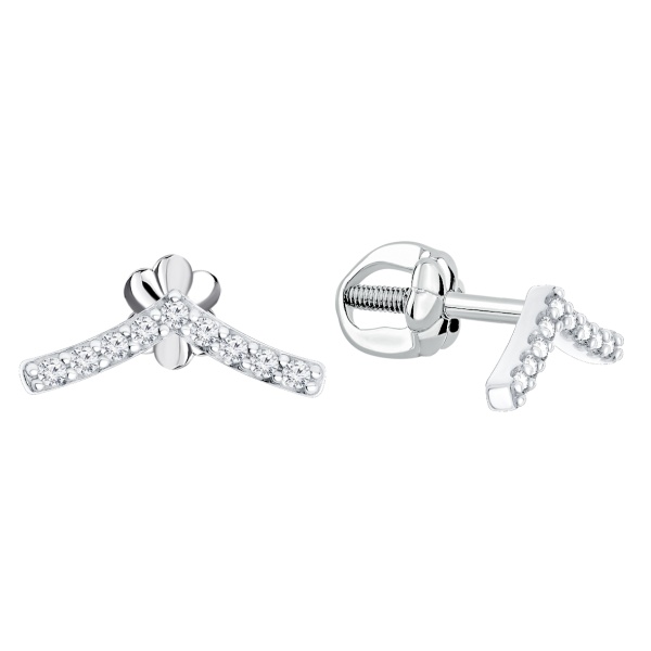 Серьги из серебра с фианитами