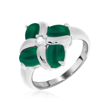 Купить кольцо из серебра с фианитом и агатами в интернет-магазине KRASNOE