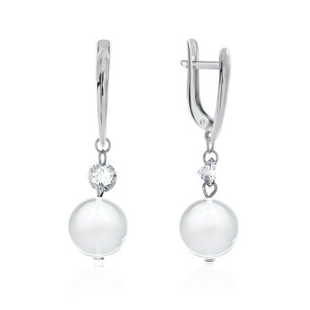 Серьги из серебра с фианитами и хрусталём