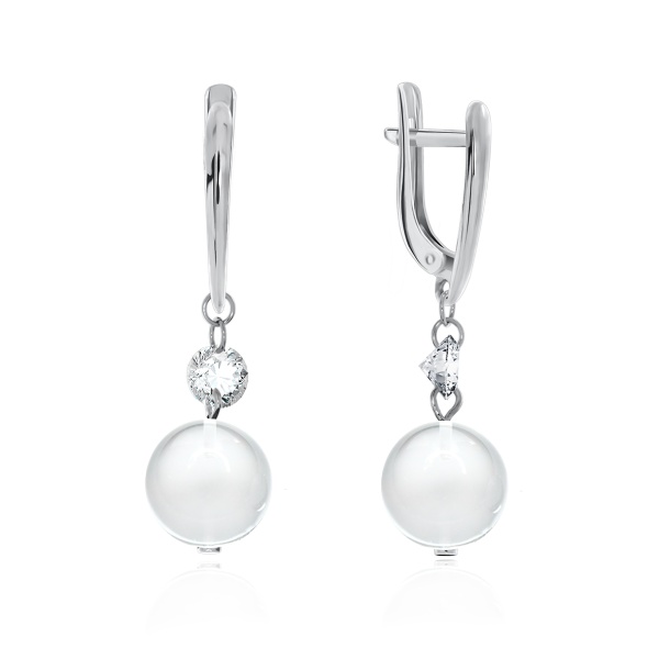 Серьги из серебра с фианитами и хрусталём