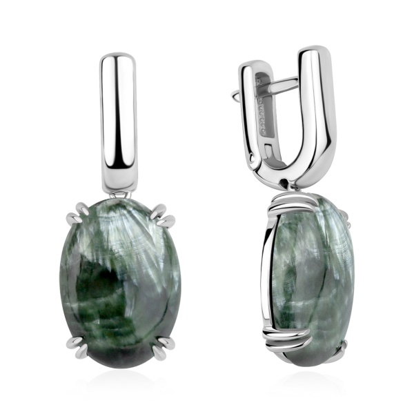 Серьги из серебра с серафинитом