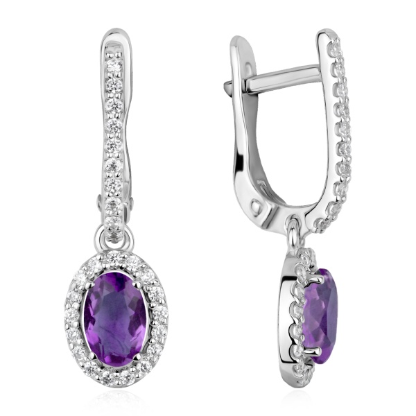 Серьги из серебра с аметистами в ювелирном интернет-магазине