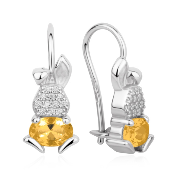 Серьги из серебра с фианитами