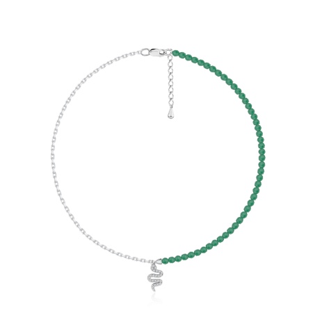 Колье из серебра с фианитами и агатами 8340395649-16-40-60