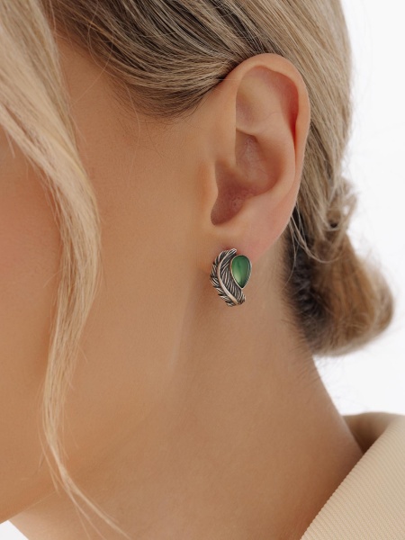 Серьги из серебра с агатами
