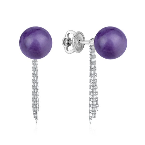 Пусеты из серебра с чароитами в ювелирном интернет-магазине