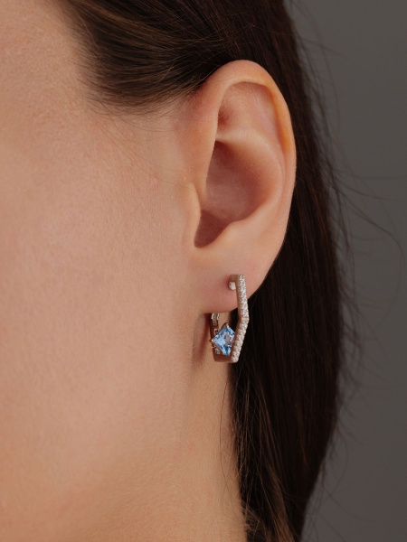 Серьги из серебра с ситаллами и фианитами в ювелирном интернет-магазине